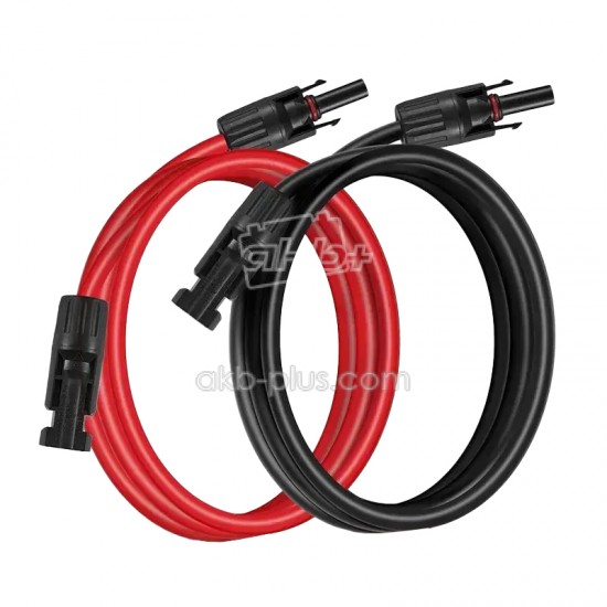 Комплект кабелей чорный и красный (6мм) длиной 1 метр с конекторами MC4, IP67 для солнечных панелей - купить